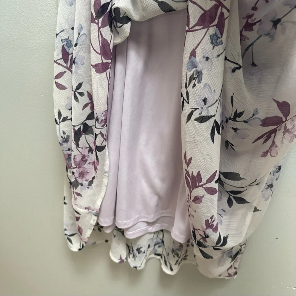 Roz & Ali Floral Maxi Skirt in Purple and White - Picture 3 of 6